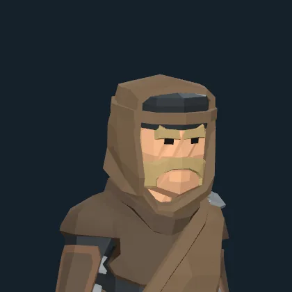 A hooded, weathered traveller